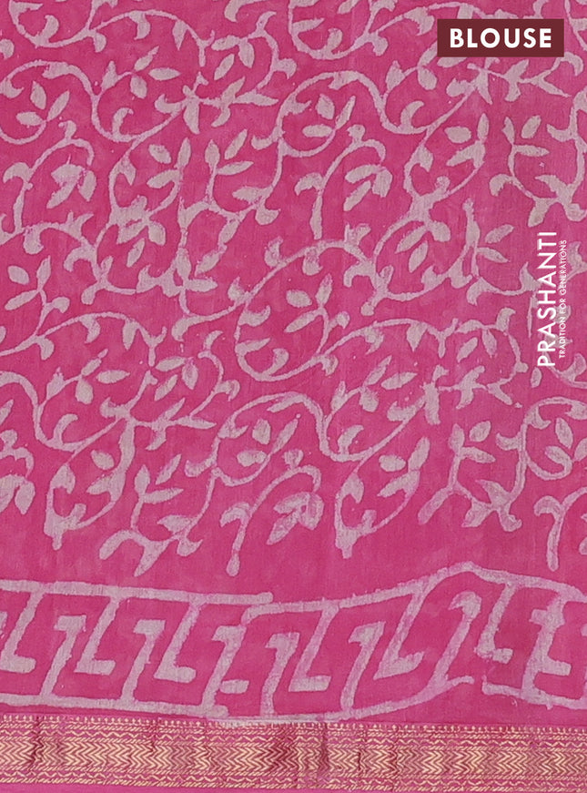 Chanderi bagru saree light pink with allover butta prints and mageshwari border