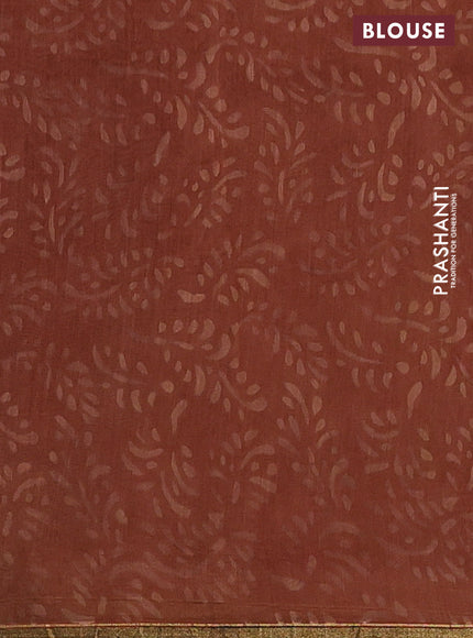 Chanderi bagru saree pastel brown and black with allover ajrakh prints and small zari woven border