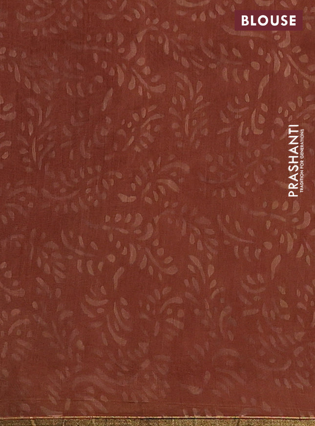 Chanderi bagru saree pastel brown and black with allover ajrakh prints and small zari woven border