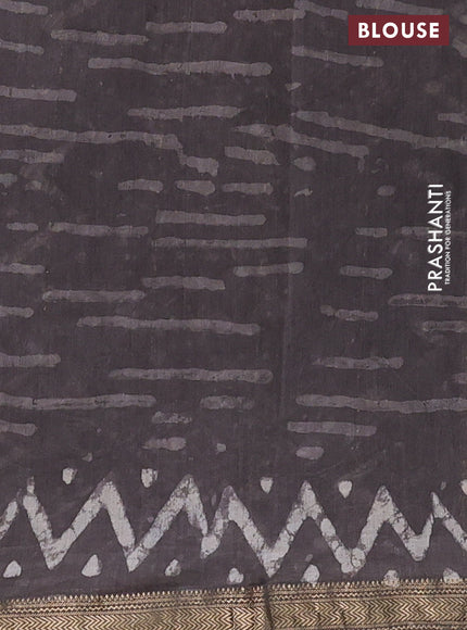 Chanderi bagru saree grey with allover dabu prints and mageshwari border