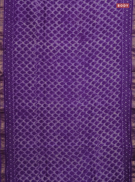 Chanderi bagru saree lavender with allover butta prints and mageshwari border