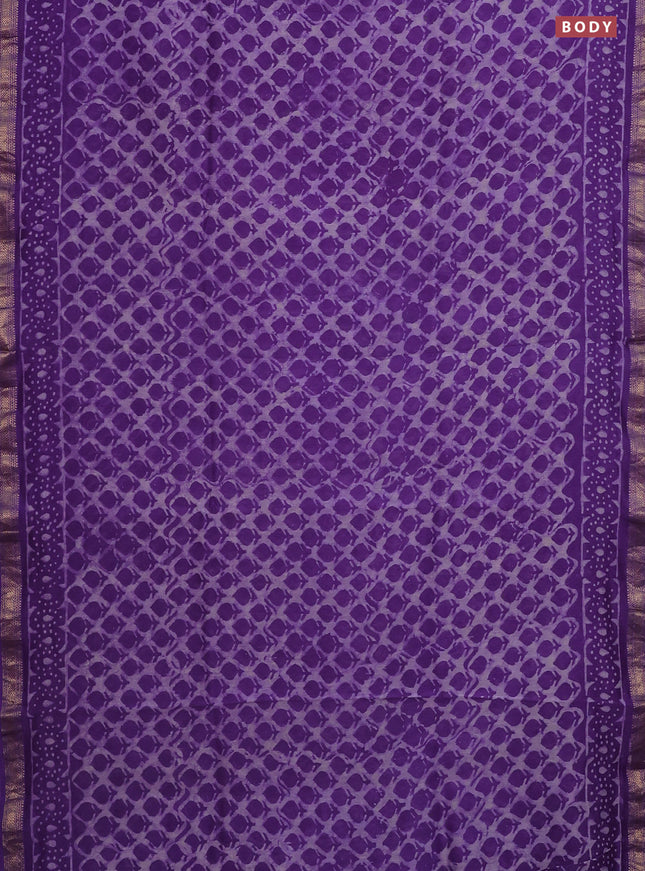 Chanderi bagru saree lavender with allover butta prints and mageshwari border