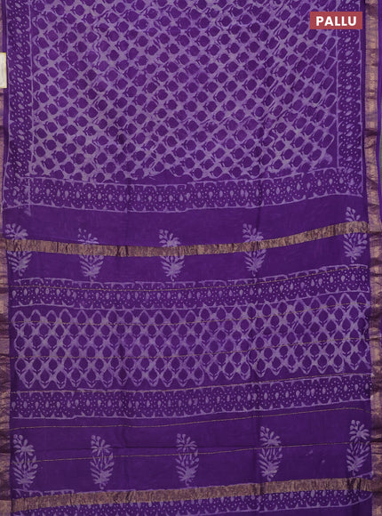 Chanderi bagru saree lavender with allover butta prints and mageshwari border