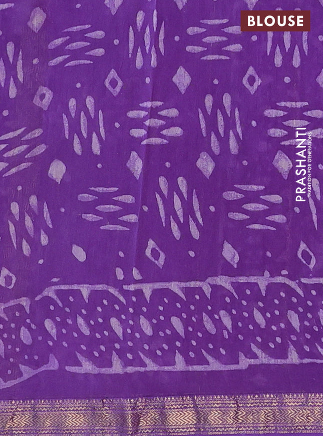 Chanderi bagru saree lavender with allover butta prints and mageshwari border