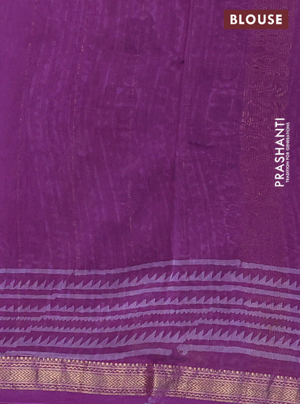 Chanderi bagru saree purple with allover prints and mageshwari border