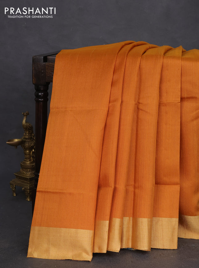 Pure raw silk saree mustard yellow and cs blue with plain body and ikat weaves pallu