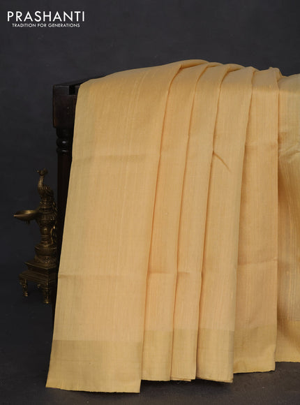 Pure raw silk saree sandal and dark magenta pink with plain body and ikat weaves pallu