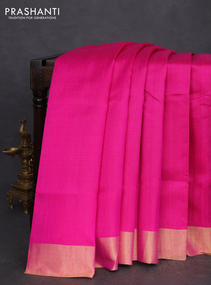 Pure raw silk saree pink and cs blue with plain body and ikat weaves pallu