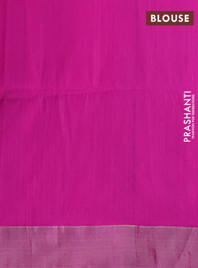 Pure raw silk saree cs blue and pink with allover silver zari weaves and silver zari woven border