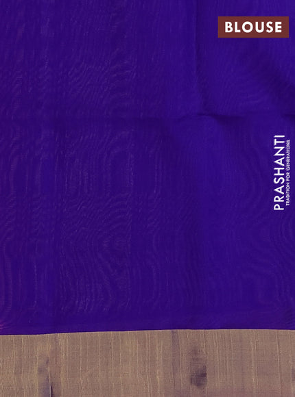 Pure raw silk saree peach orange and blue with silver & gold zari woven buttas and zari woven border