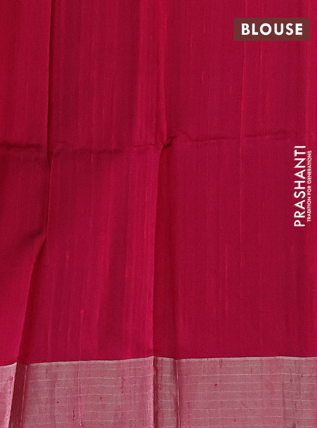 Pure raw silk saree pink and grey with allover silver zari brocade weaves and silver zari woven border