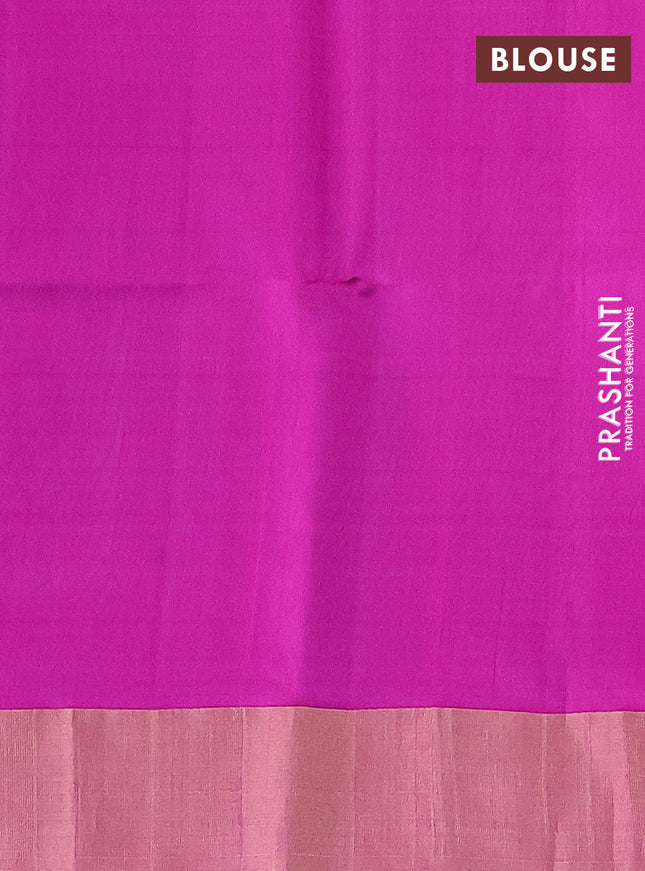 Pure raw silk saree light blue and pink with silver & gold zari woven buttas and zari woven border