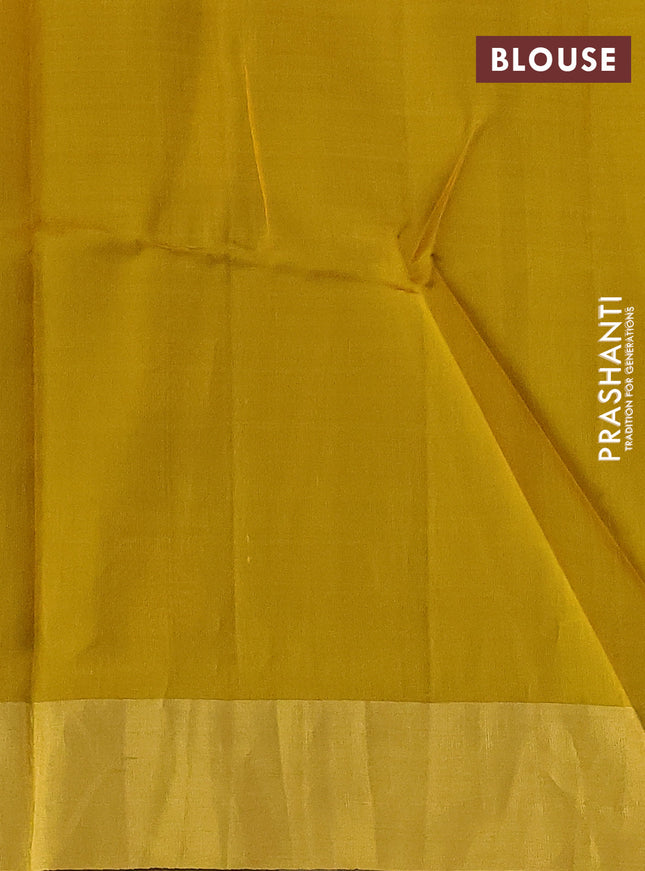 Pure raw silk saree grey and yellow with zari woven box type buttas and paithani zari woven pallu