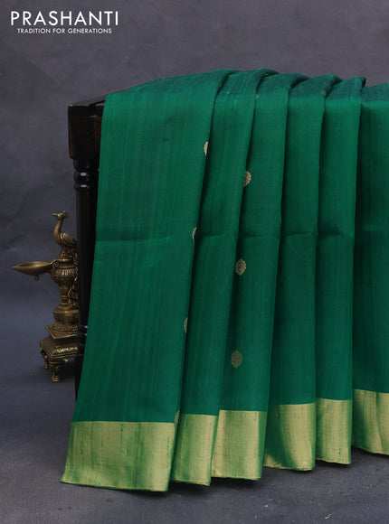 Pure raw silk saree green and pink with zari woven buttas and paithani zari woven pallu