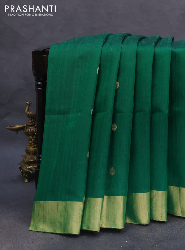 Pure raw silk saree green and pink with zari woven buttas and paithani zari woven pallu