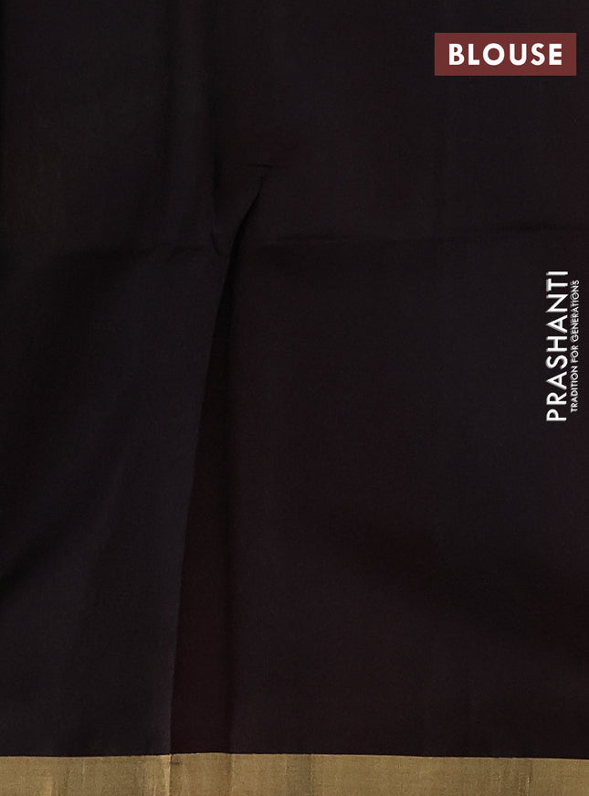 Pure raw silk saree pink and black with allover floral zari weaves and zari woven border