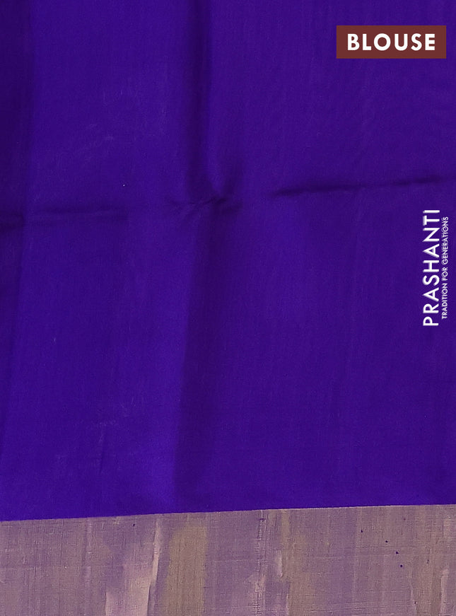 Pure raw silk saree pastel peach and blue with allover floral zari weaves and zari woven border