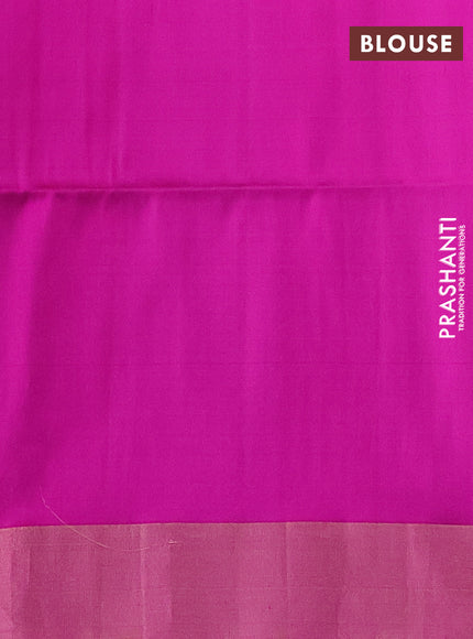 Pure raw silk saree green and pink with silver zari woven buttas and zari woven border