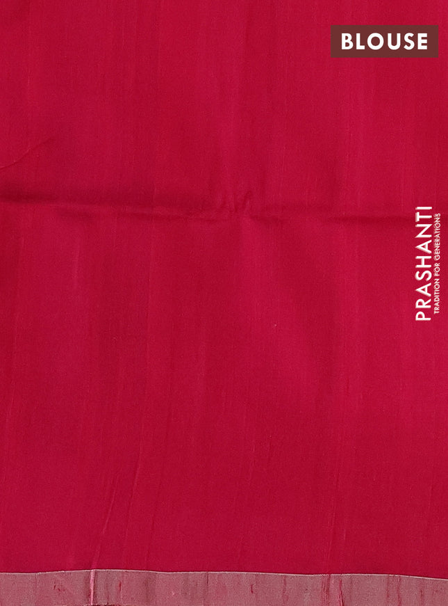 Pure raw silk saree mustard yellow and pink with silver zari woven buttas and silver zari woven piping border