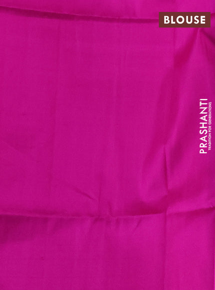 Pure raw silk saree teal blue and pink with silver & gold zari woven buttas and zari woven butta border