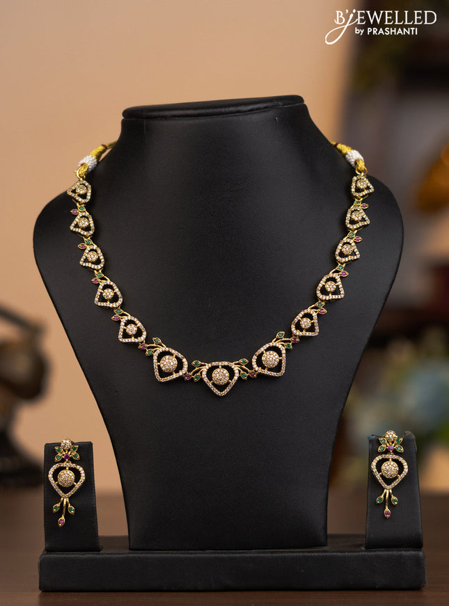 Antique necklace with kemp and cz stones