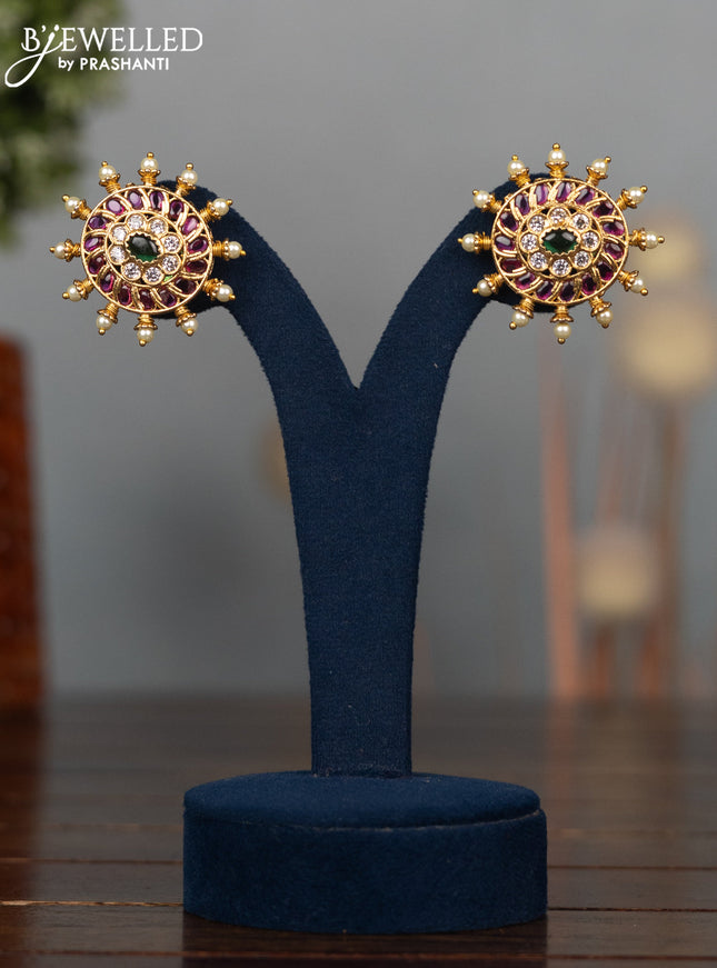 Antique earrings with kemp & cz stones and pearls