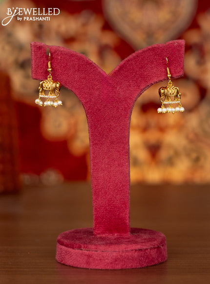 Antique necklace elephant design with cz stones and pearl hangings