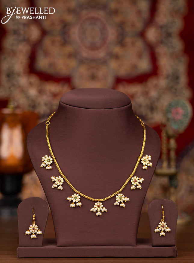 Antique necklace with kemp & cz stones and pearl hangings