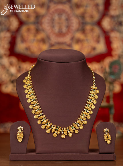 Antique necklace ramdarbar & peacock design with kemp and cz stones