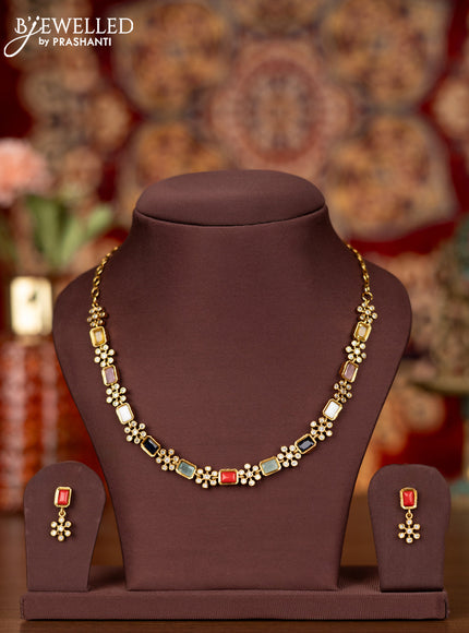 Antique necklace with multicolour and cz stones