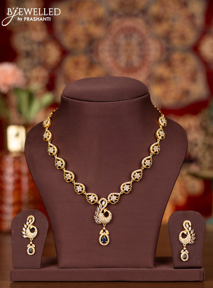 Antique necklace with sapphire and cz stones