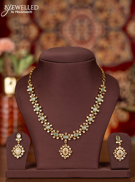 Antique necklace with mint green and cz stones