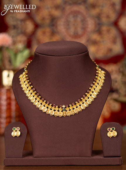 Antique necklace lakshmi kasu design with kemp stones