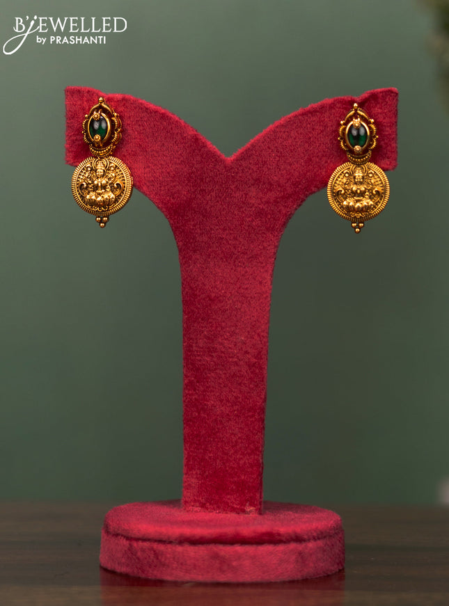 Antique necklace lakshmi kasu design with kemp stones