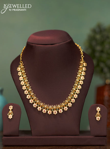 Antique necklace floral design with kemp and cz stones