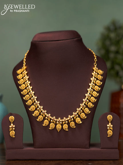 Antique necklace lakshmi & manga design with ruby and cz stones
