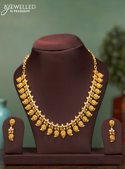 Antique necklace lakshmi & manga design with kemp and cz stones