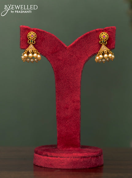 Antique necklace with kemp & cz stones and pearl hangings