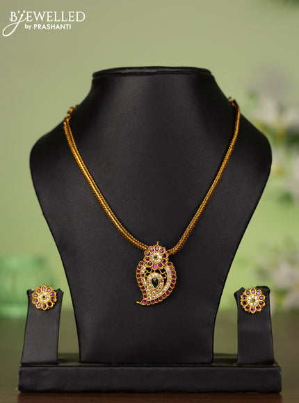 Attigai necklace manga pendant with kemp and cz stones