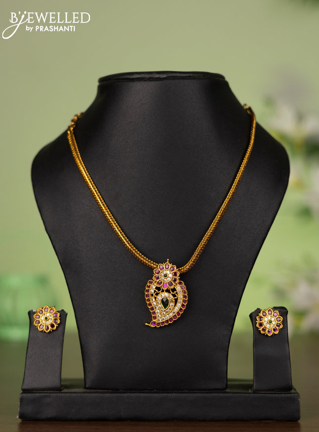 Attigai necklace manga pendant with kemp and cz stones