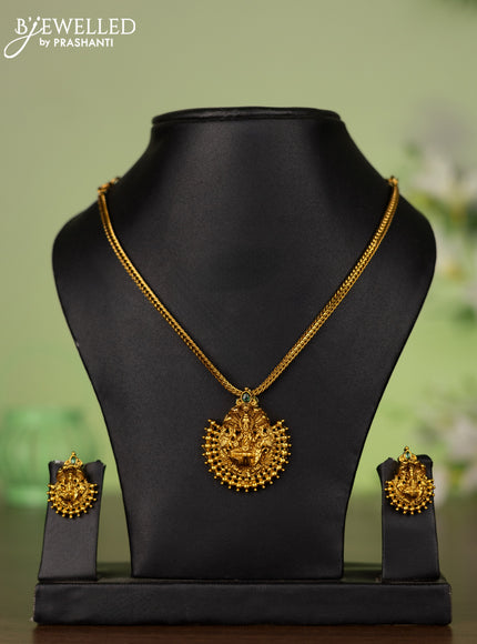 Attigai necklace lakshmi pendant with emerald stones