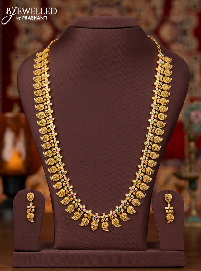 Antique haram lakshmi & maanga pattern with kemp and cz stone