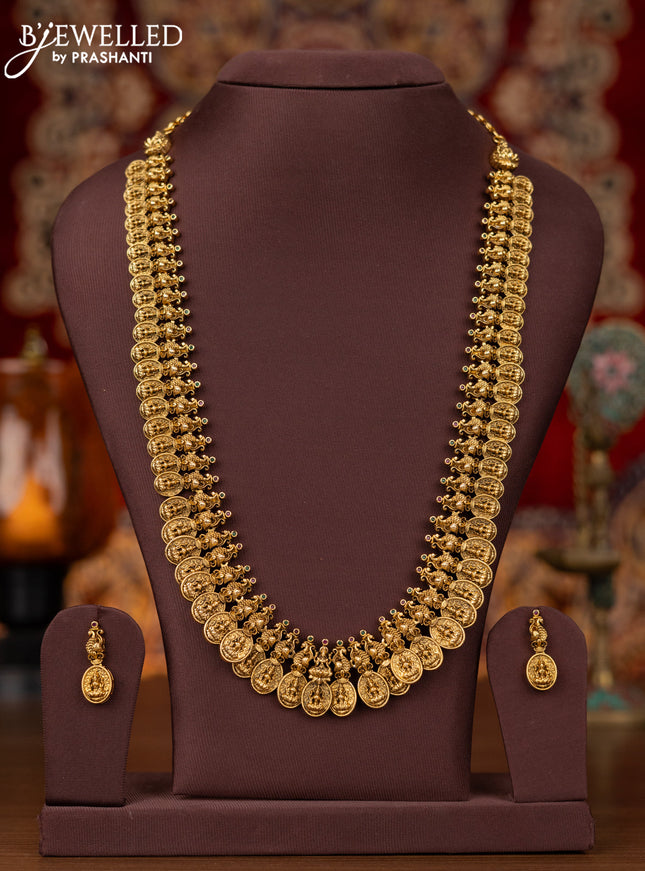 Antique haram peacock & lakshmi kasu design with kemp & cz stone