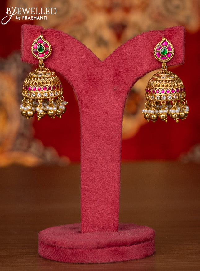 Antique haram lakshmi kasu & double peacock pendant with jadau and kundan stone and natural beads hanging
