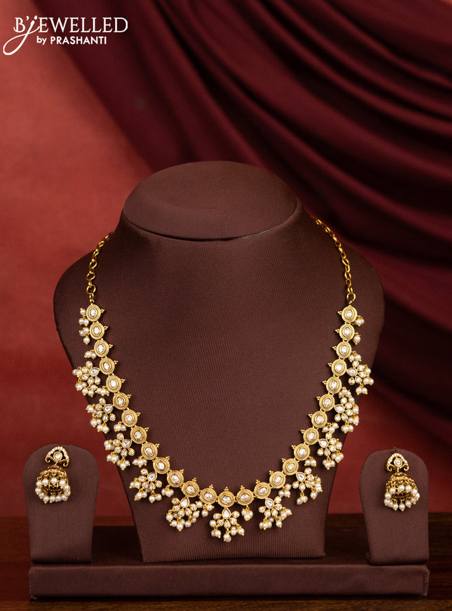 Antique guttapusalu necklace with cz stone and pearl hangings