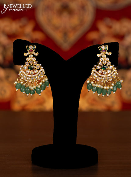 Antique haram with kemp & cz stones and pearl & mint green beads hangings