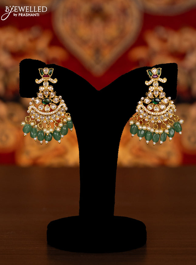 Antique haram with kemp & cz stones and pearl & mint green beads hangings