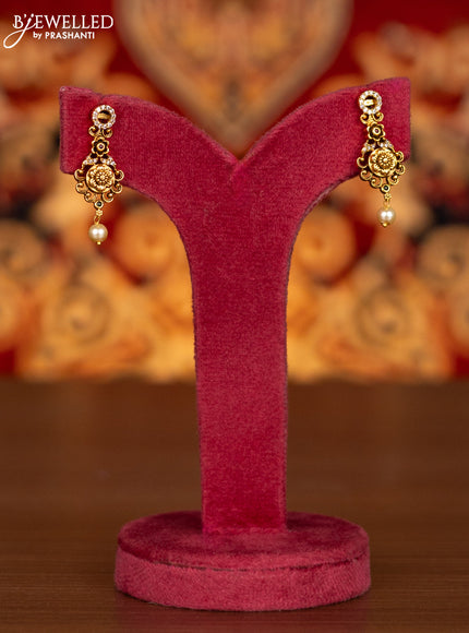 Antique haram with kemp & cz stones and pearl & mint green beads hangings