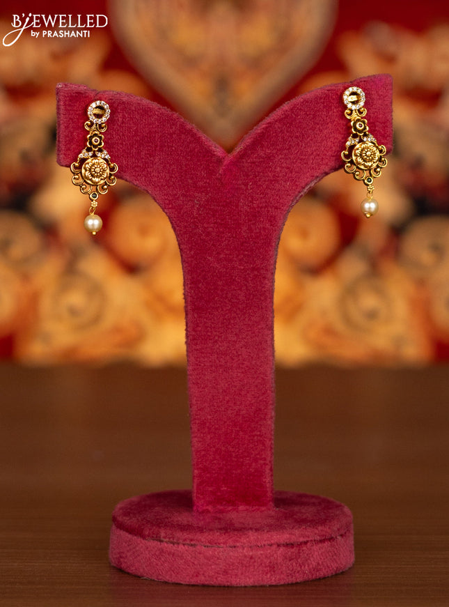 Antique haram with kemp & cz stones and pearl & mint green beads hangings