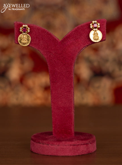 Antique necklace with lakshmi kasu design and kemp & cz stones